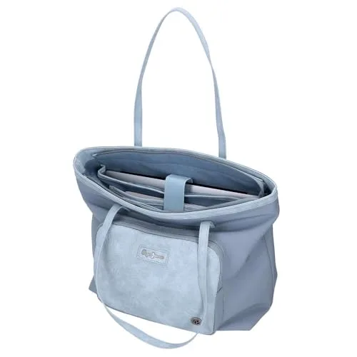 Pepe Jeans ▫️ Jana - Mala Tote Azul 34 x 32 x 14 cm, em poliéster com detalhes em couro sintético, da Joumma Bags 4