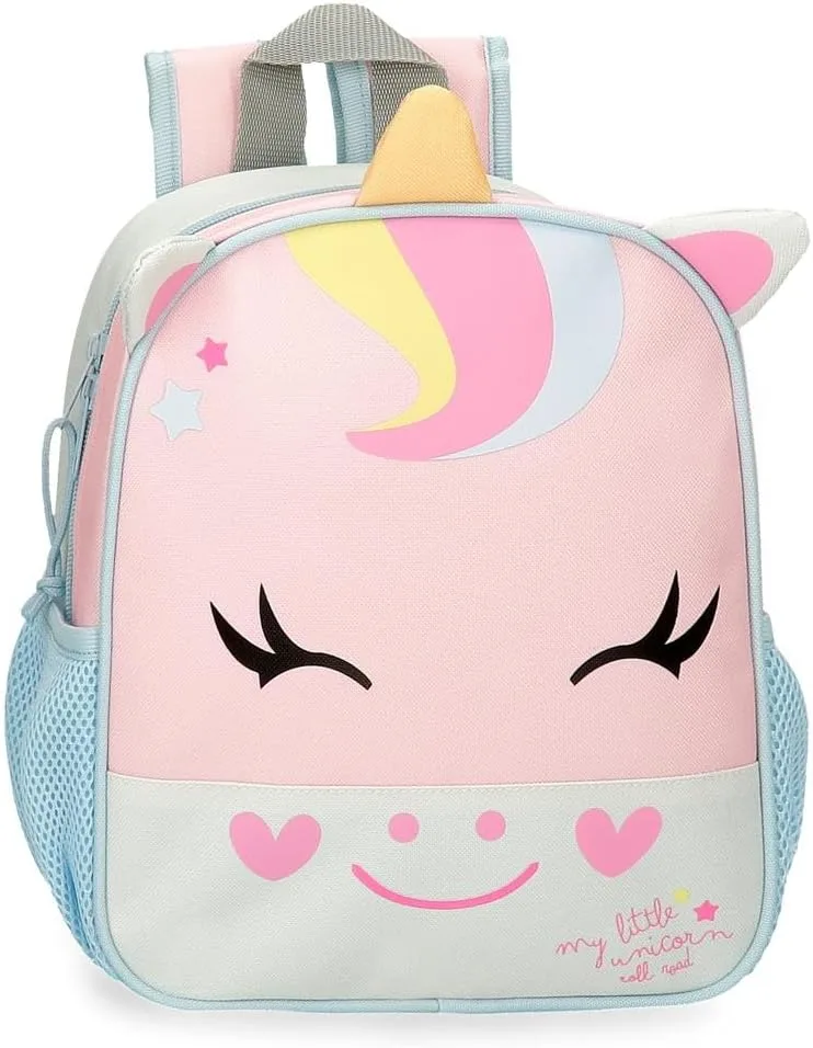 ROLL ROAD ▫️ Mochila Infantil Happy, Mochila Escolar, Fabricada em poliéster, Bolsos laterais, Alças largas ajustáveis, Alça superior para pendurar, com etiqueta de identificação para o nome