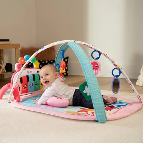 Baby Einstein ▫️ Ginásio para Bebés Ocean Explorers 4-em-1 - Tapete de Brincadeiras para Bebés com Piano de Chute, Música e Descoberta de Línguas, Brinquedos Sensoriais, Recém-nascidos e mais, Rosa 2