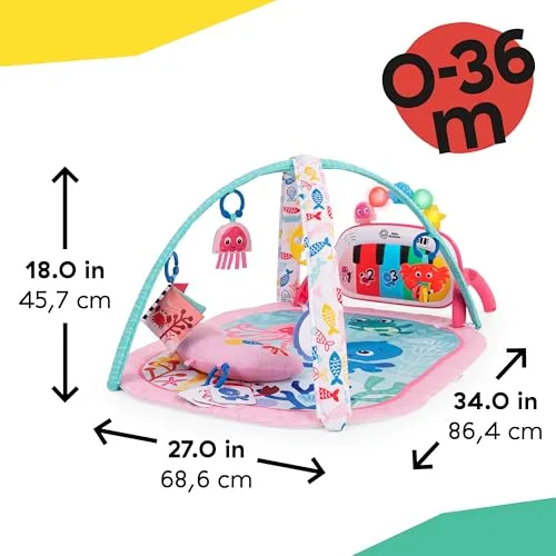 Baby Einstein ▫️ Ginásio para Bebés Ocean Explorers 4-em-1 - Tapete de Brincadeiras para Bebés com Piano de Chute, Música e Descoberta de Línguas, Brinquedos Sensoriais, Recém-nascidos e mais, Rosa 3