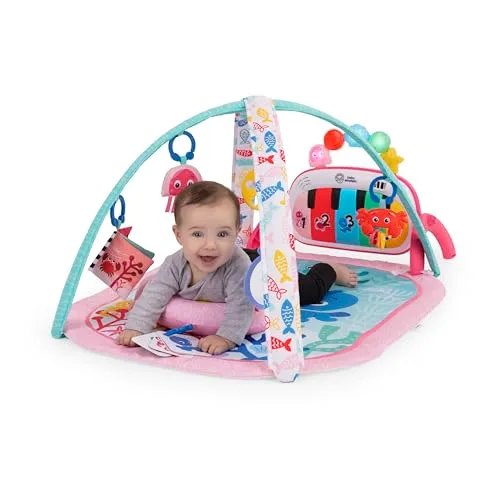 Baby Einstein ▫️ Ginásio para Bebés Ocean Explorers 4-em-1 - Tapete de Brincadeiras para Bebés com Piano de Chute, Música e Descoberta de Línguas, Brinquedos Sensoriais, Recém-nascidos e mais, Rosa 4