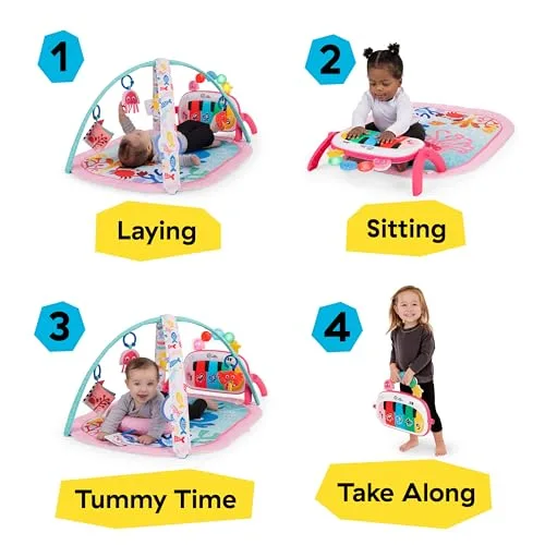 Baby Einstein ▫️ Ginásio para Bebés Ocean Explorers 4-em-1 - Tapete de Brincadeiras para Bebés com Piano de Chute, Música e Descoberta de Línguas, Brinquedos Sensoriais, Recém-nascidos e mais, Rosa 5
