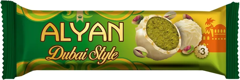 ALYAN ▫️ Barra de chocolate branco com recheio de pistácio e kunafa à moda do Dubai, 39g