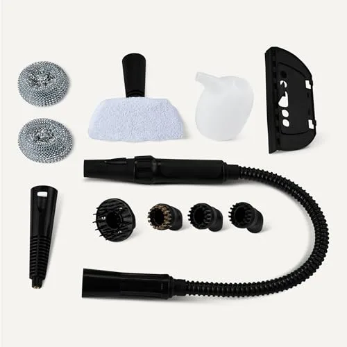 Amazon Basics ▫️ Limpador a vapor portátil para uso doméstico com 9 acessórios, jato de vapor potente de 1000 W, depósito de 250 ml, branco 4