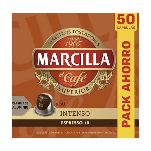 Marcilla ▫️ Cápsulas de Café Intenso | Intensidade 10 | 50 Cápsulas Compatíveis com Nespresso 2