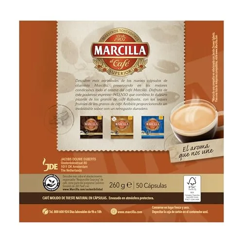 Marcilla ▫️ Cápsulas de Café Intenso | Intensidade 10 | 50 Cápsulas Compatíveis com Nespresso 4