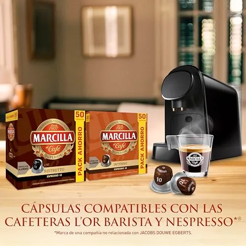 Marcilla ▫️ Cápsulas de Café Intenso | Intensidade 10 | 50 Cápsulas Compatíveis com Nespresso 6