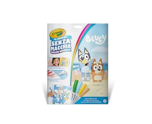 CRAYOLA ▫️ Color Wonder, kit completo com 18 páginas para colorir e 4 marcadores que não mancham, com as personagens da Bluey, atividade criativa para crianças dos 3 aos 5 anos, código 25-2903 3