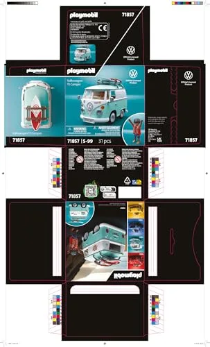 PLAYMOBIL ▫️ Collector Cars | Volkswagen T1 Camper | Carro de coleção para adultos e crianças | com autocolantes para personalizar | Presente para fãs de carros | Design detalhado | 71857 7
