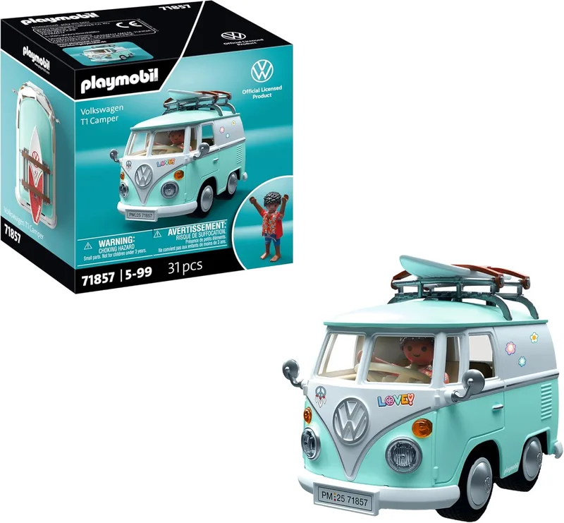 PLAYMOBIL ▫️ Collector Cars | Volkswagen T1 Camper | Carro de coleção para adultos e crianças | com autocolantes para personalizar | Presente para fãs de carros | Design detalhado | 71857