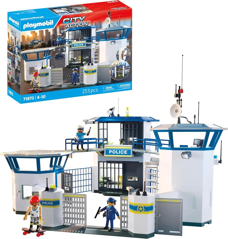 PLAYMOBIL ▫️ Action Heroes | Esquadra da Polícia | Brinquedo policial | Brinquedo de aventuras para crianças com mais de 4 anos | Estimula o jogo de representação e a criatividade | com bonecos e acessórios | 71873
