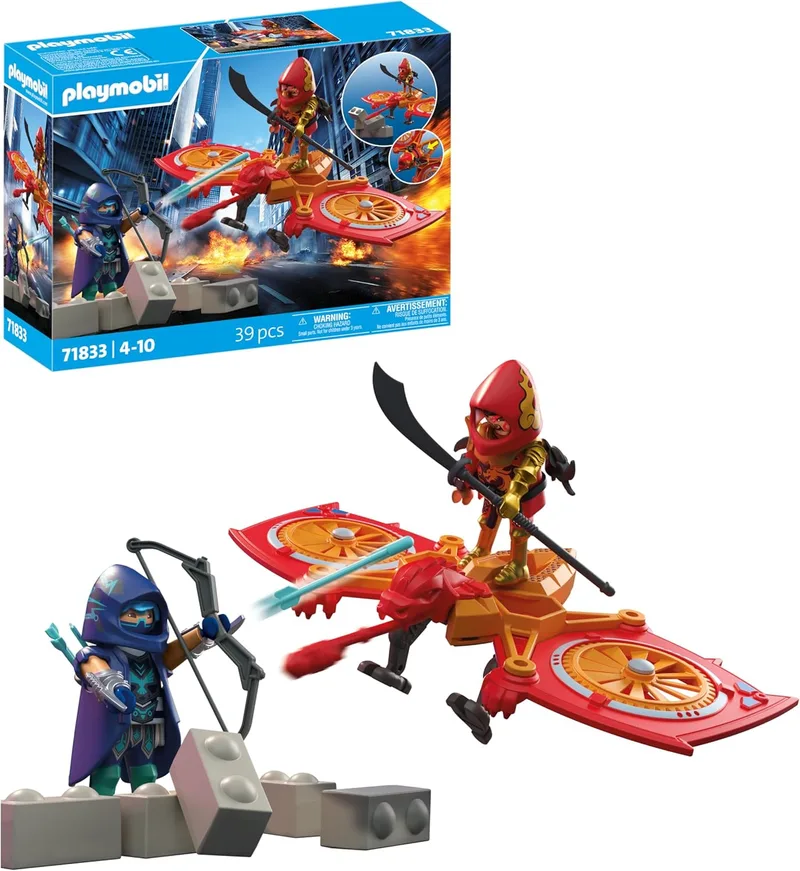 PLAYMOBIL ▫️ Heroes | Drão dos Heróis contra o Ninja Malvado | Brinquedo a partir dos 5 anos | Presente para crianças | com drão e figuras para jogos de representação repletos de aventura | 71833