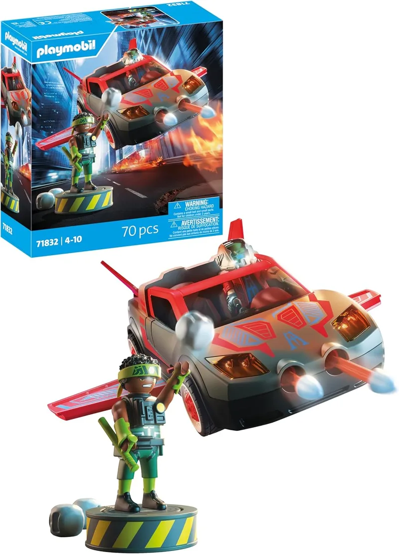 PLAYMOBIL ▫️ Heroes | Veículo multifuncional dos heróis | Brinquedo a partir dos 4 anos | Veículo de ação versátil | com função de disparo e figura | 71832