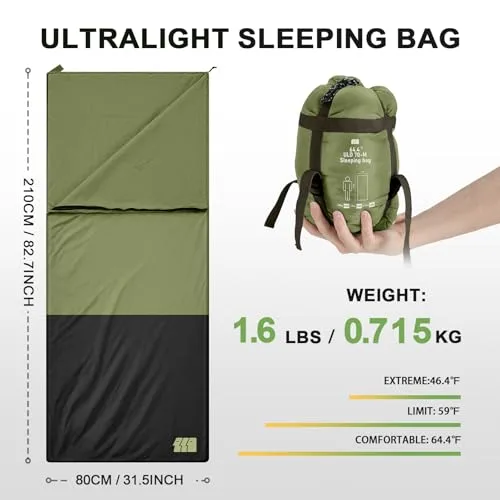 TANSTRIDER ▫️ Sacos-de-dormir para adultos para climas quentes, leves, compactos, ultraleves, para mochileiros, impermeáveis, dobráveis, com saco de compressão gratuito, ideais para acampamentos de verão e caminhadas 2