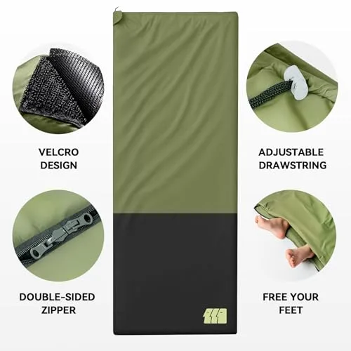 TANSTRIDER ▫️ Sacos-de-dormir para adultos para climas quentes, leves, compactos, ultraleves, para mochileiros, impermeáveis, dobráveis, com saco de compressão gratuito, ideais para acampamentos de verão e caminhadas 7