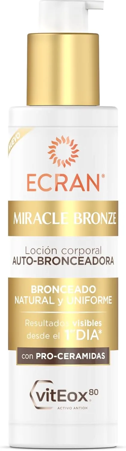 Ecran ▫️ Miracle Bronze Autobronzeador Corporal - Loção Autobronzeadora com Pro-Ceramidas - Bronzeado natural, progressivo e uniforme sem sol - Textura leve, hidratante e de longa duração - 200 ml