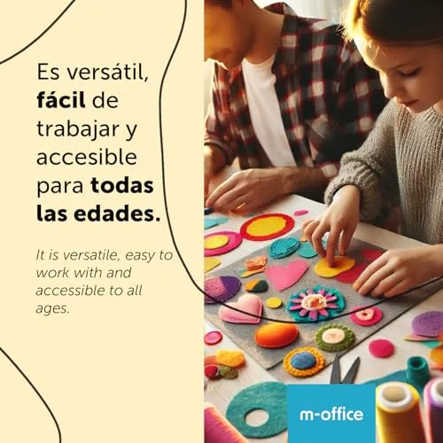 m-office ▫️ Feltro para trabalhos manuais, feltro colorido, macio e flexível, material para costura, tecidos para patchwork, ideal para projetos DIY, artesanato ou decoração, 40 x 60 cm (verde, 20 unidades) 4