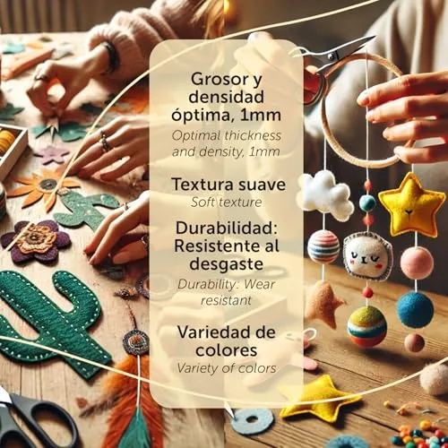 m-office ▫️ Feltro para trabalhos manuais, feltro colorido, macio e flexível, material para costura, tecidos para patchwork, ideal para projetos DIY, artesanato ou decoração, 40 x 60 cm (verde, 20 unidades) 6