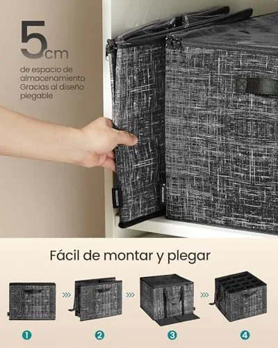 SONGMICS ▫️ Organizador de sapatos, com alças e tampa transparente, preto escuro 5