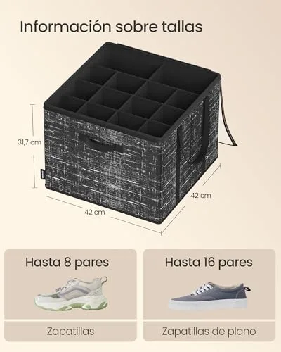 SONGMICS ▫️ Organizador de sapatos, com alças e tampa transparente, preto escuro 6