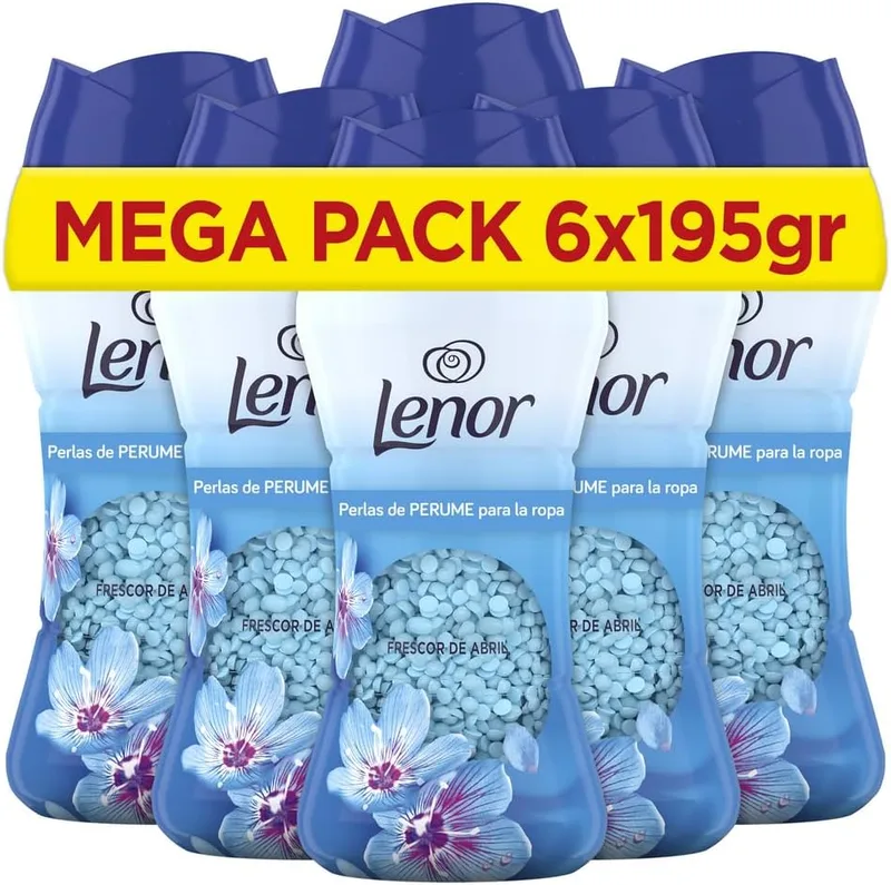 LENOR ▫️ UNstoppables Pérolas de Perfume para Roupa, 96 lavagens (6 x 195g), April Freshness Fragrance Softener, Freshness Booster