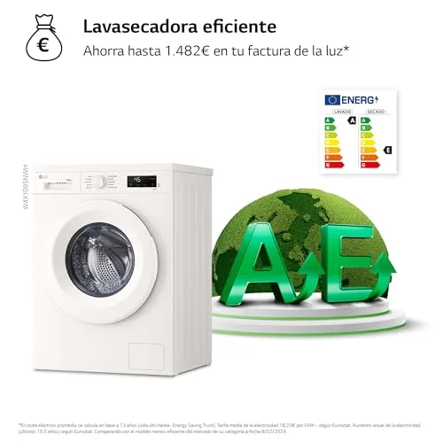 LG ▫️ W4X1085NWH - Máquina de lavar e secar roupa com tecnologia Inverter Direct Drive, 8/5 kg, 1400 rpm, 6 Motion, Vapor Steam, Wi-Fi ThinQ, classificação A (lavagem) e E (secagem), Série 140, branca 3