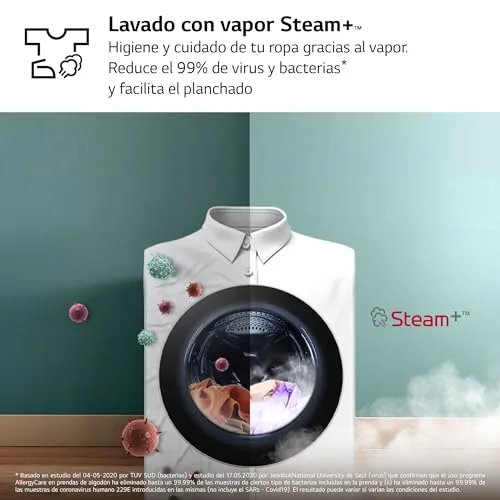 LG ▫️ W4X1085NWH - Máquina de lavar e secar roupa com tecnologia Inverter Direct Drive, 8/5 kg, 1400 rpm, 6 Motion, Vapor Steam, Wi-Fi ThinQ, classificação A (lavagem) e E (secagem), Série 140, branca 6