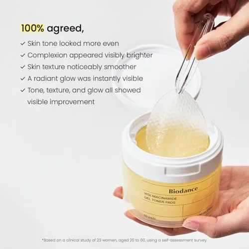 Biodance ▫️ Vita Niacinamide Gel Toner Pads - Discos tonificantes para manchas escuras e tom de pele uniforme - Discos esfoliantes suaves com vitamina C - Cosméticos coreanos - 60 unidades (140 g) 5