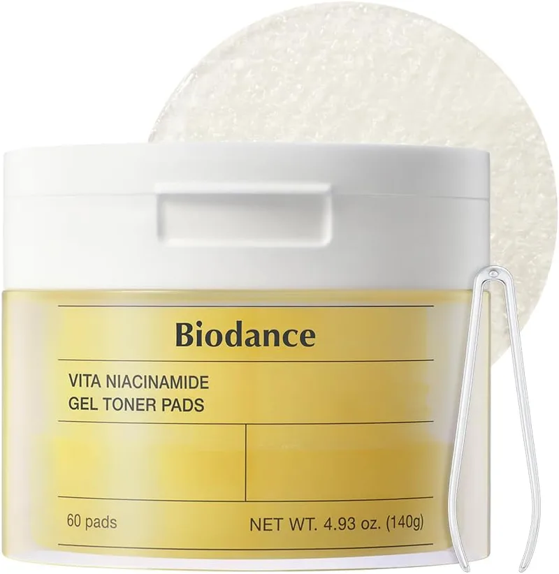 Biodance ▫️ Vita Niacinamide Gel Toner Pads - Discos tonificantes para manchas escuras e tom de pele uniforme - Discos esfoliantes suaves com vitamina C - Cosméticos coreanos - 60 unidades (140 g)