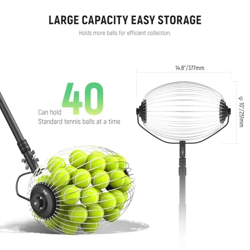 NEEWER ▫️ Recolhedor de Bolas de Ténis com Funil, Recolhedor Telescópico de Bolas de Golfe com Rodas e Recolhedor de Bolas de Pickleball, Saco de Transporte em Poliéster para Ténis, Golfe e Pickleball, Prático, TB01S+TB01B 5