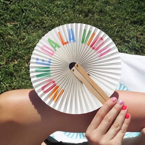 Fisura ▫️ Leque dobrável com a mensagem «não tenho paciência». Leque dobrável original em papel. Pai pai multicolorido. Lembreza de casamento para os convidados. Presente para festas ou cerimónias. 6