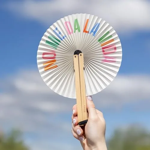 Fisura ▫️ Leque dobrável com a mensagem «não tenho paciência». Leque dobrável original em papel. Pai pai multicolorido. Lembreza de casamento para os convidados. Presente para festas ou cerimónias. 7