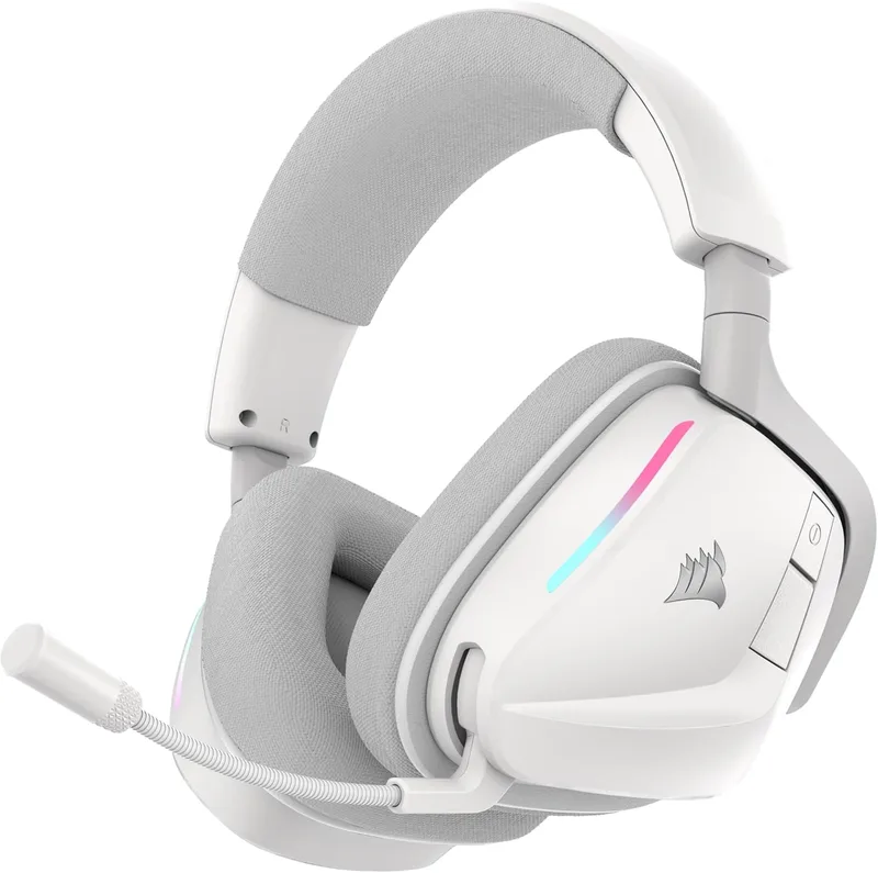 Corsair ▫️ Void v2 Auscultadores sem fios Bluetooth para jogos para PC, PS5, PS4, Switch e telemóvel - Dolby Atmos, 70 horas de autonomia da bateria, sem fios de banda dupla, carregamento rápido - Branco