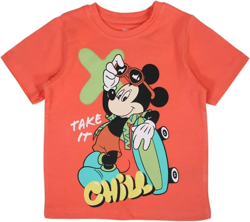 Disney ▫️ Camiseta de manga curta para menino com o Mickey - Camiseta unissexo para crianças