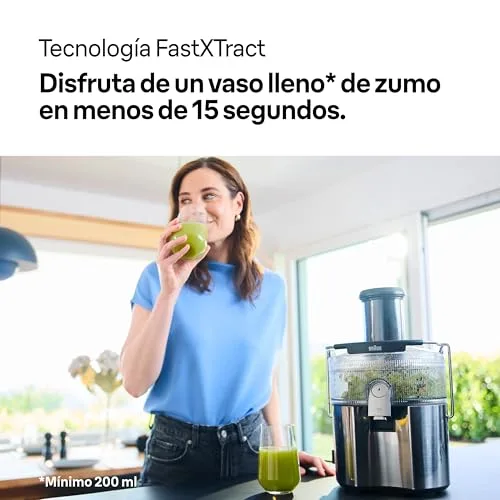 Braun ▫️ MultiJuice 7 SJ7000, Liquidificador com tecnologia ColdXtract, bocal de 75 mm, recipiente de 2 l, sistema anti-gotejamento, sistema de segurança quádruplo, filtro em aço inoxidável, 1000 W, cinzento 2