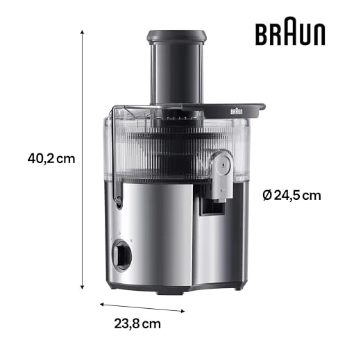 Braun ▫️ MultiJuice 7 SJ7000, Liquidificador com tecnologia ColdXtract, bocal de 75 mm, recipiente de 2 l, sistema anti-gotejamento, sistema de segurança quádruplo, filtro em aço inoxidável, 1000 W, cinzento 3