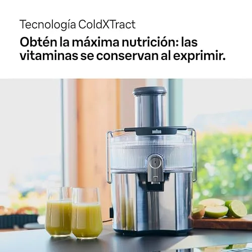Braun ▫️ MultiJuice 7 SJ7000, Liquidificador com tecnologia ColdXtract, bocal de 75 mm, recipiente de 2 l, sistema anti-gotejamento, sistema de segurança quádruplo, filtro em aço inoxidável, 1000 W, cinzento 4