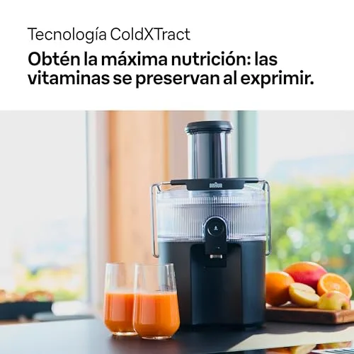 Braun ▫️ MultiJuice 5 SJ5000, Liquidificador com tecnologia ColdXtract, bocal de 75 mm, recipiente de 1,5 l, sistema anti-gotejamento, sistema de segurança quádruplo, filtro de aço inoxidável, 800 W, preto 4