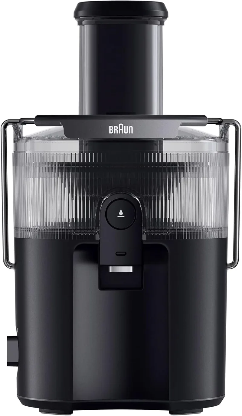 Braun ▫️ MultiJuice 5 SJ5000, Liquidificador com tecnologia ColdXtract, bocal de 75 mm, recipiente de 1,5 l, sistema anti-gotejamento, sistema de segurança quádruplo, filtro de aço inoxidável, 800 W, preto