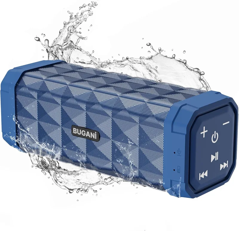 BUGANI ▫️ Altifalante Bluetooth Portátil 5.4, Altifalante Bluetooth Potente de 30 W, Altifalantes Pequenos, Altifalantes com Duplo Woofer, 30 H de Reprodução, Resistente à Água IPX5, Emparelhamento TWS, para Utilização ao Ar Livre, Festas (Azul)