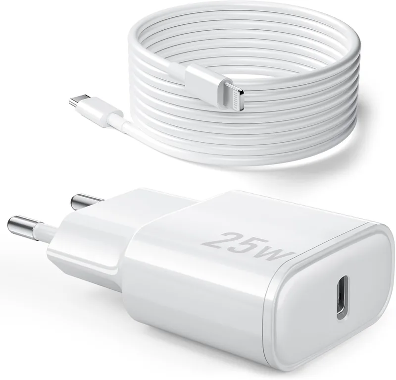 SFVest ▫️ Carregador rápido de 25 W para iPhone 14/14 Pro/14 Pro Max/13/13 Pro/13 Pro/13 Pro Max/12/12 Pro/12 PM/11/11 PM Carregador rápido USB C para iPhone com cabo Lightning de 1 M