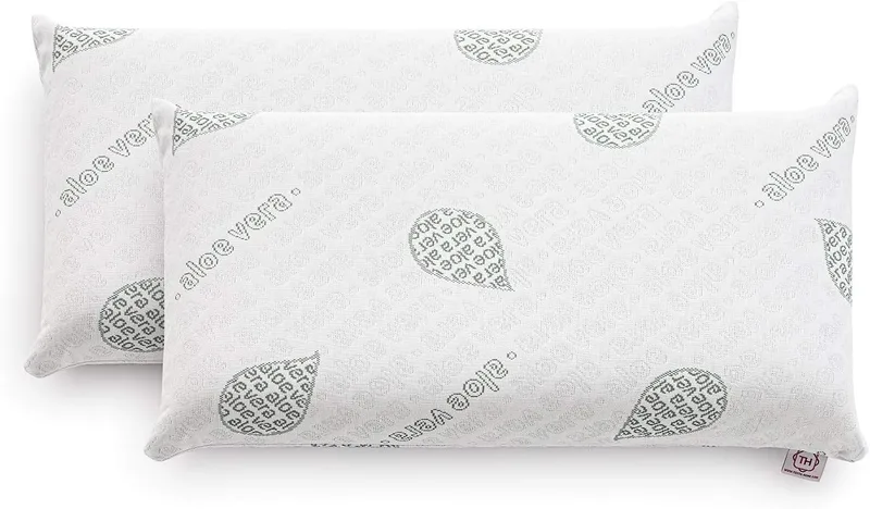 TEXTIL-HOME ▫️ Textilhome Pack 2 Almofadas Viscoelásticas de 75 cm com Aloe Vera e Núcleo Visco | Almofada viscoelástica com Aloe Vera, apoio cervical, capa dupla e grande adaptabilidade.