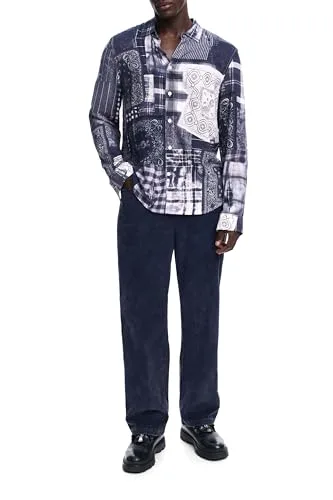Desigual ▫️ Camisola CAM_Blue Patch para homem (pacote de 1) 4