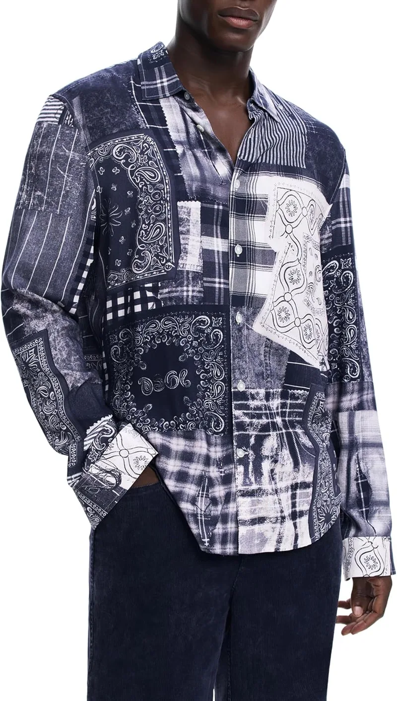 Desigual ▫️ Camisola CAM_Blue Patch para homem (pacote de 1)