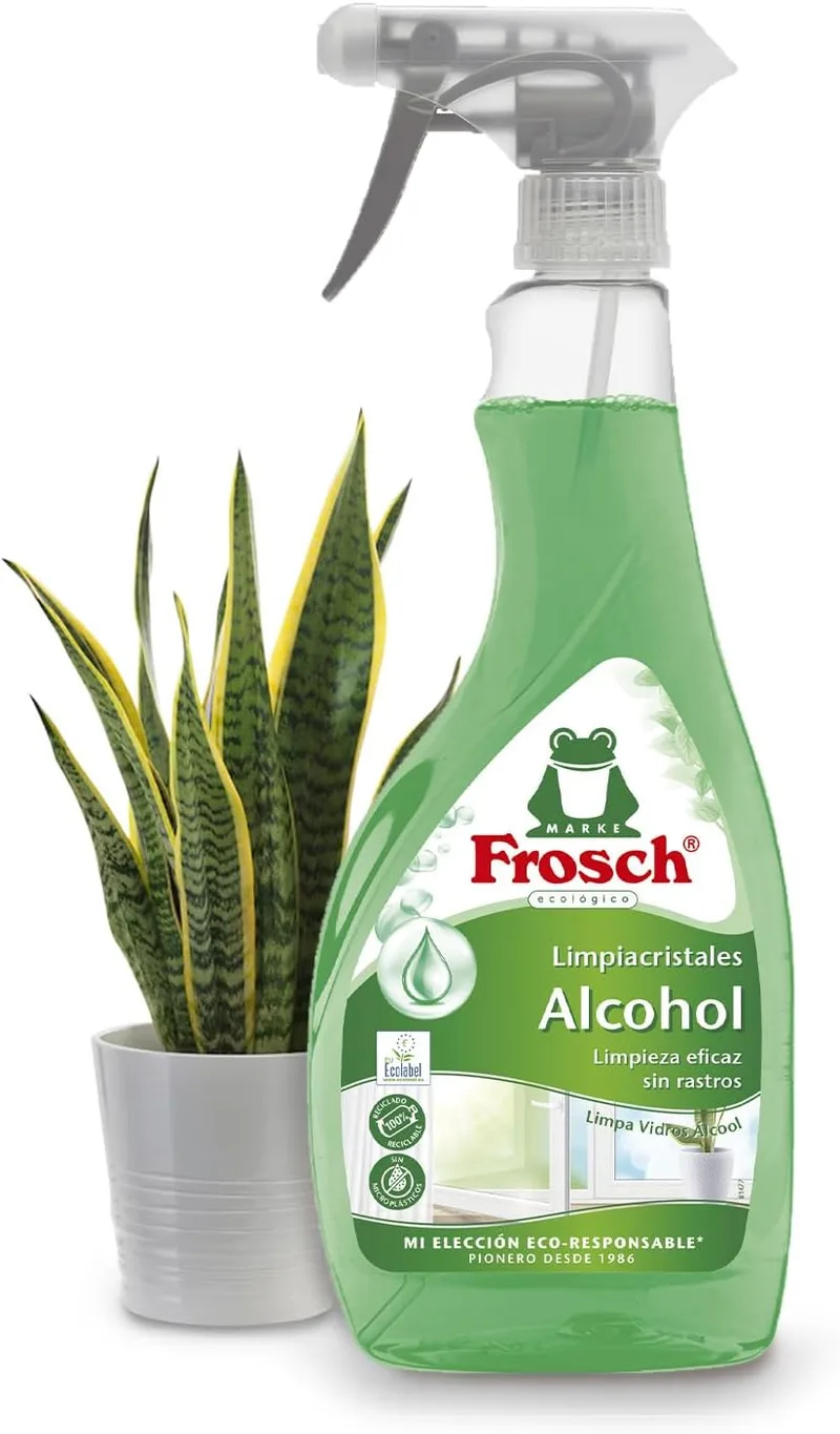 Frosch ▫️ Limpador ecológico de vidros com álcool, limpeza eficaz de vidros e superfícies lisas - 500 ml