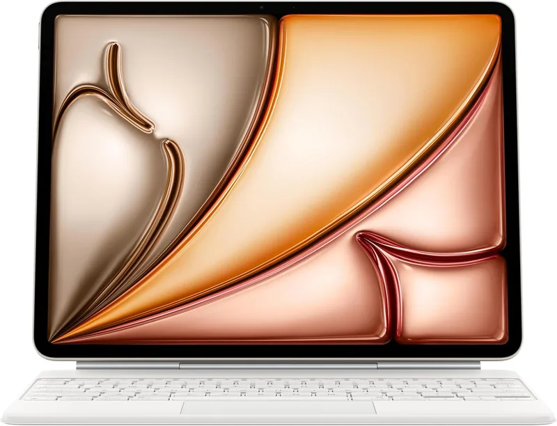 Apple ▫️ Teclado Magic Keyboard para o iPad Air de 13 polegadas (M3) - Inglês britânico - Branco 