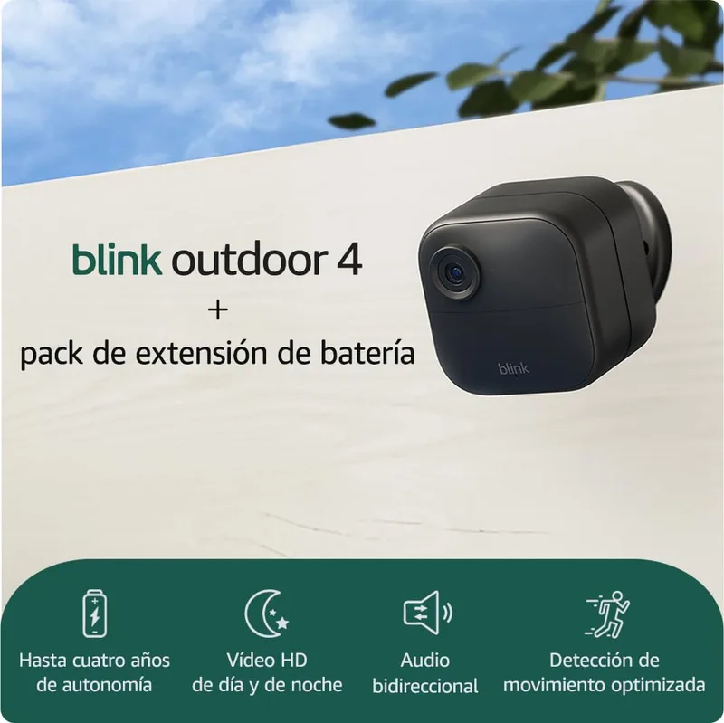 Blink ▫️ Outdoor 4 + pacote de extensão da bateria: câmara de segurança inteligente HD sem fios, 4 anos de autonomia, deteção de movimento, compatível com a Alexa (apenas a câmara adicional) | IP65