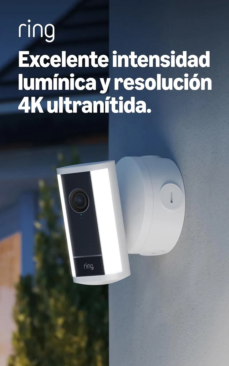 Ring ▫️ Câmara Pro com luzes (Spotlight Cam Pro, última geração), com PoE | Câmara de segurança para exterior | Retinal 4K, luzes de 600 lúmenes | Período de teste gratuito de 30 dias do plano Subscription