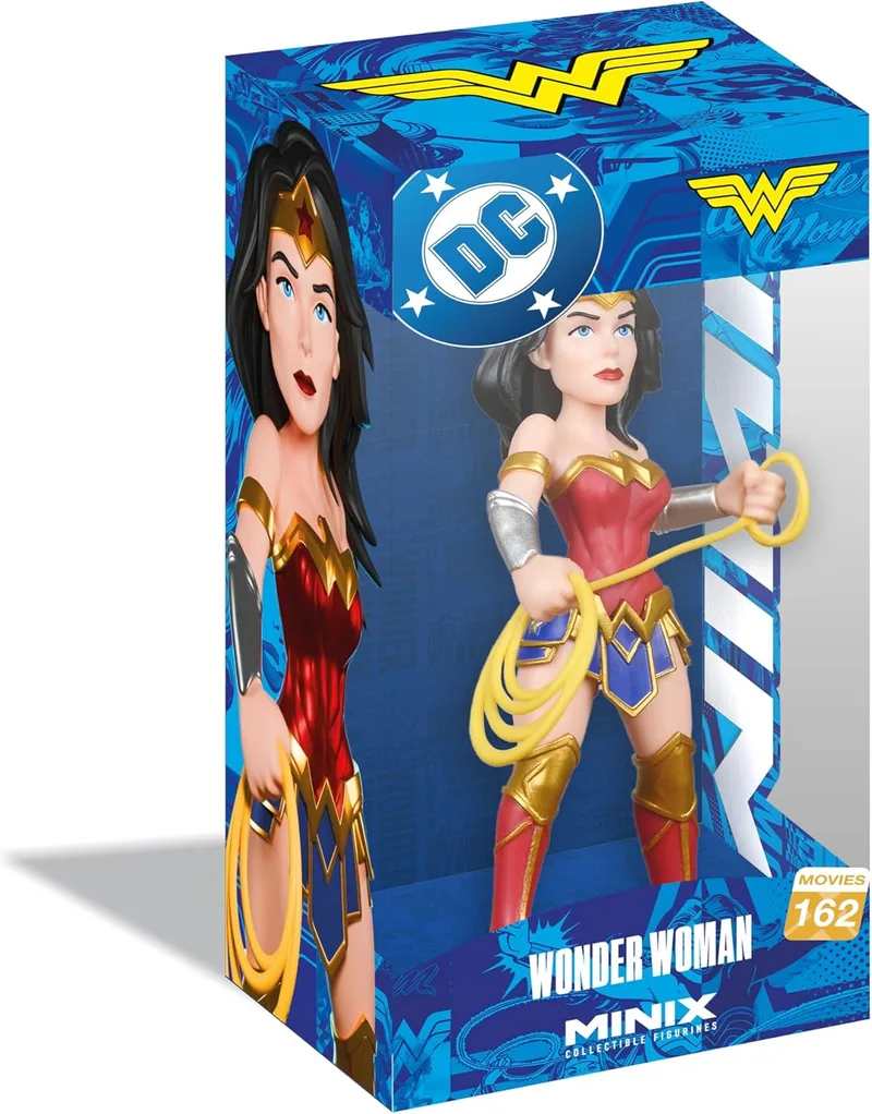 MINIX ▫️ Bandai Estatueta Colecionável 12cm - DC - Mulher Maravilha - Expositor Colecionável - Ideia para Prenda - Peluches para Crianças e Adultos - Fãs da DC (MN21161)