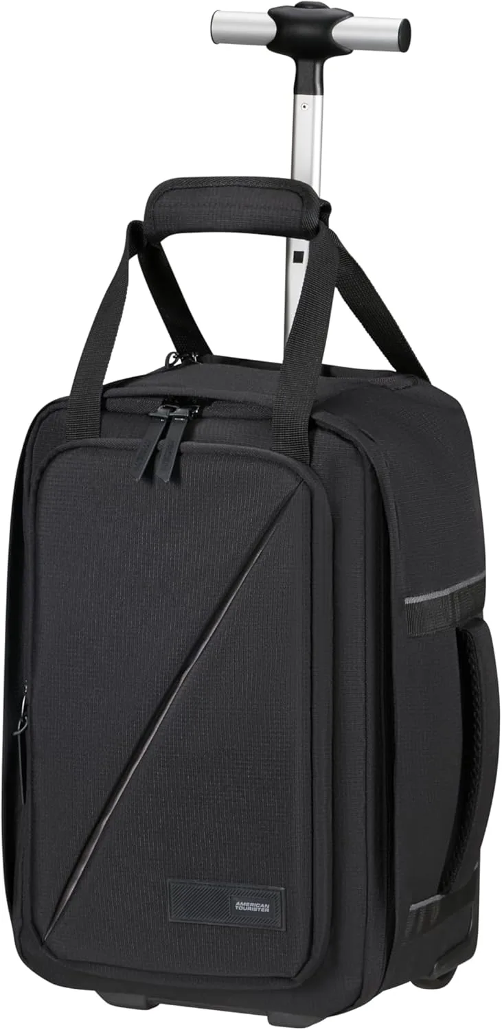 American Tourister ▫️ Take2Cabin - Ryanair Mala de Cabine 40 x 25 x 20 cm, 20 l, 1,40 kg, Mochila com Rodas, Bagagem de Mão, Mochila de Avião para Colocar Debaixo do Assento, Preto (Black)